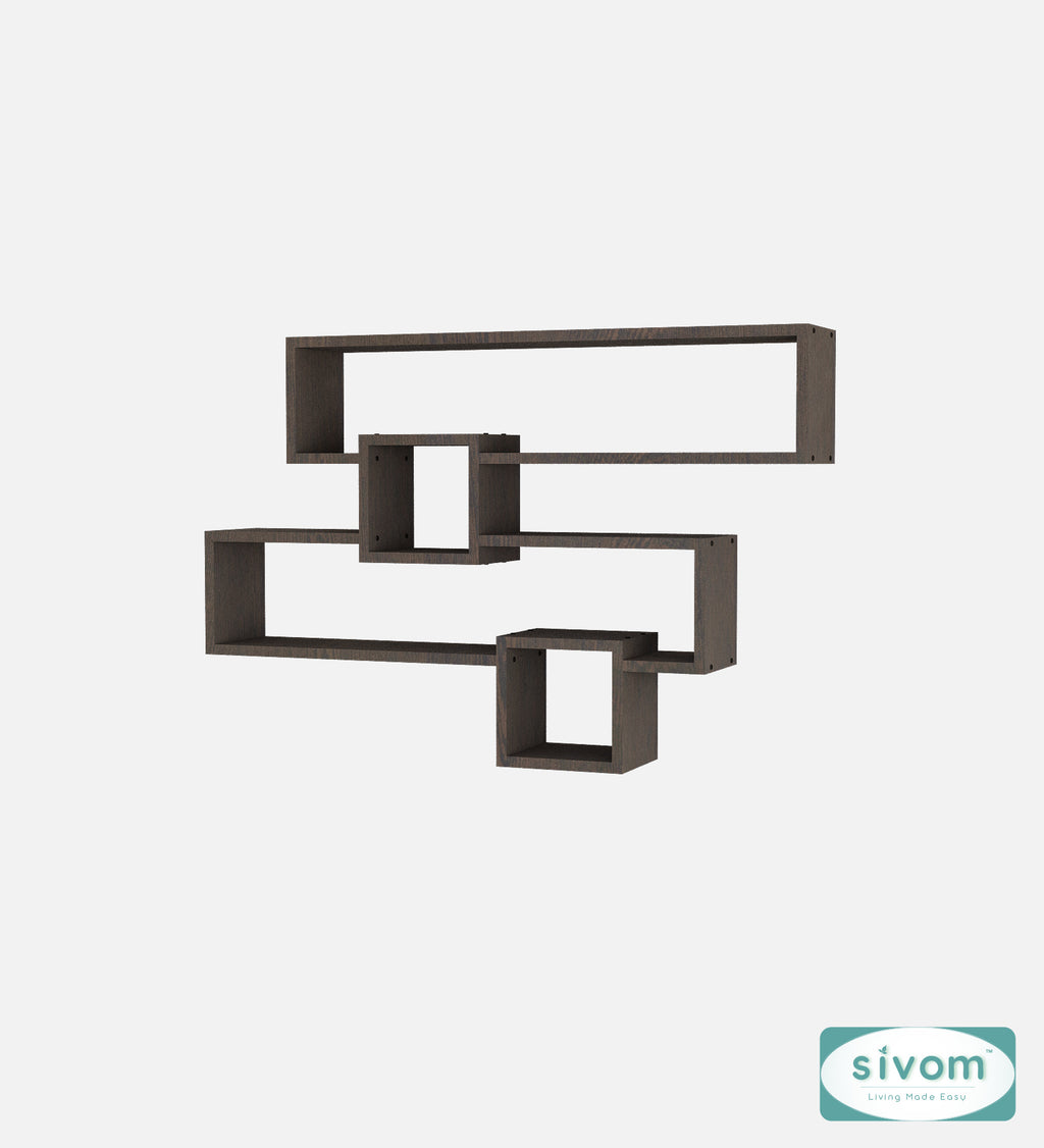 Sivom SIVOM CLAY Multipurpose Modular Wall Racks/Shelves/Organiser/Décor Particle Board Wall Shelf (Number of Shelves - 4, ) for Modern Homes | Elegant Design & Premium Finish