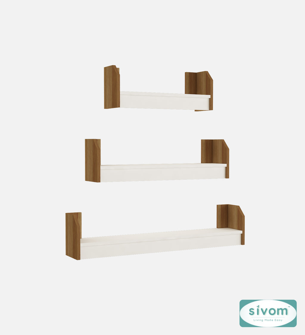Sivom SIVOM REMI Multipurpose Modular Wall Racks/Shelves/Organiser/Décor Particle Board Wall Shelf (Number of Shelves - 3, ) for Modern Homes | Elegant Design & Premium Finish