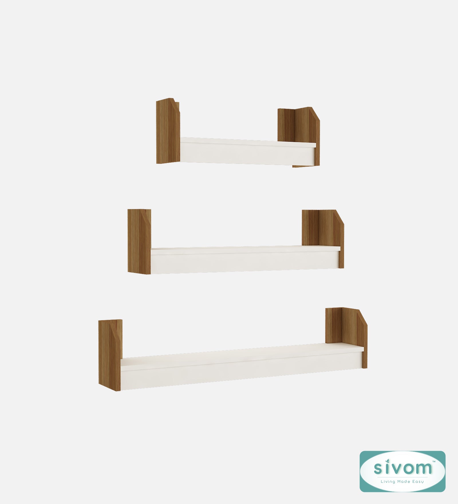 Sivom SIVOM REMI Multipurpose Modular Wall Racks/Shelves/Organiser/Décor Particle Board Wall Shelf (Number of Shelves - 3, ) for Modern Homes | Elegant Design & Premium Finish