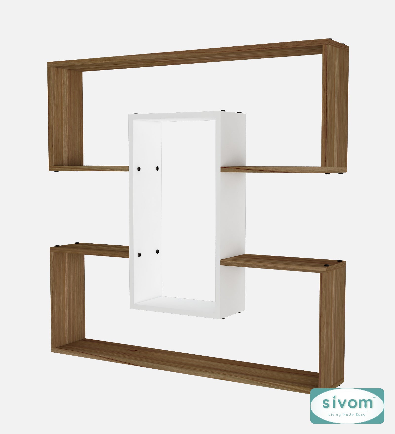 Sivom SIVOM MIZZ Multipurpose Modular Wall Racks/Shelves/Organiser/Décor Particle Board Wall Shelf (Number of Shelves - 6, ) for Modern Homes | Elegant Design & Premium Finish