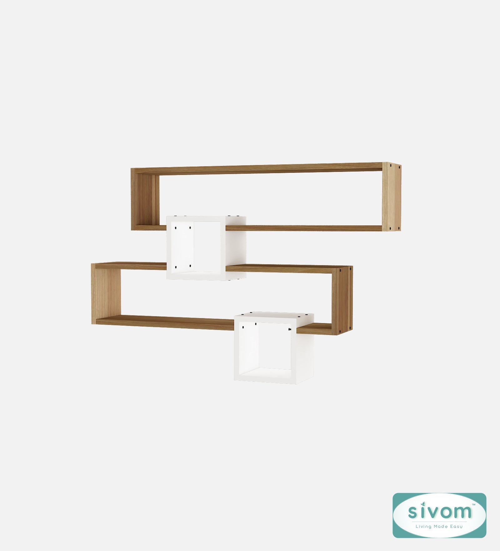 Sivom SIVOM CLAY Multipurpose Modular Wall Racks/Shelves/Organiser/Décor Particle Board Wall Shelf (Number of Shelves - 4, ) for Modern Homes | Elegant Design & Premium Finish