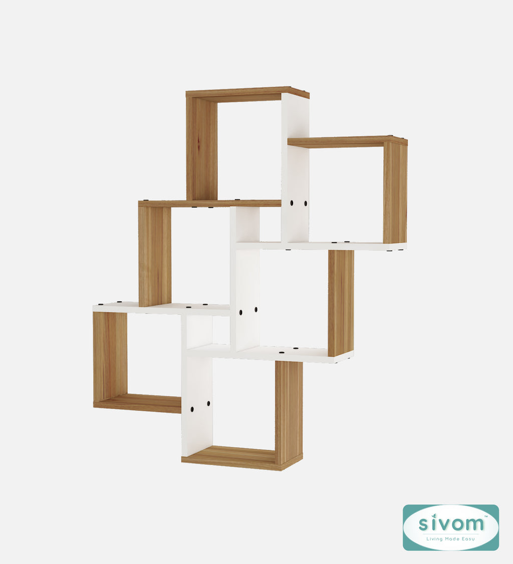 Sivom SIVOM CUBE Multipurpose Modular Wall Racks/Shelves/Organiser/Décor Particle Board Wall Shelf (Number of Shelves - 8, ) for Modern Homes | Elegant Design & Premium Finish