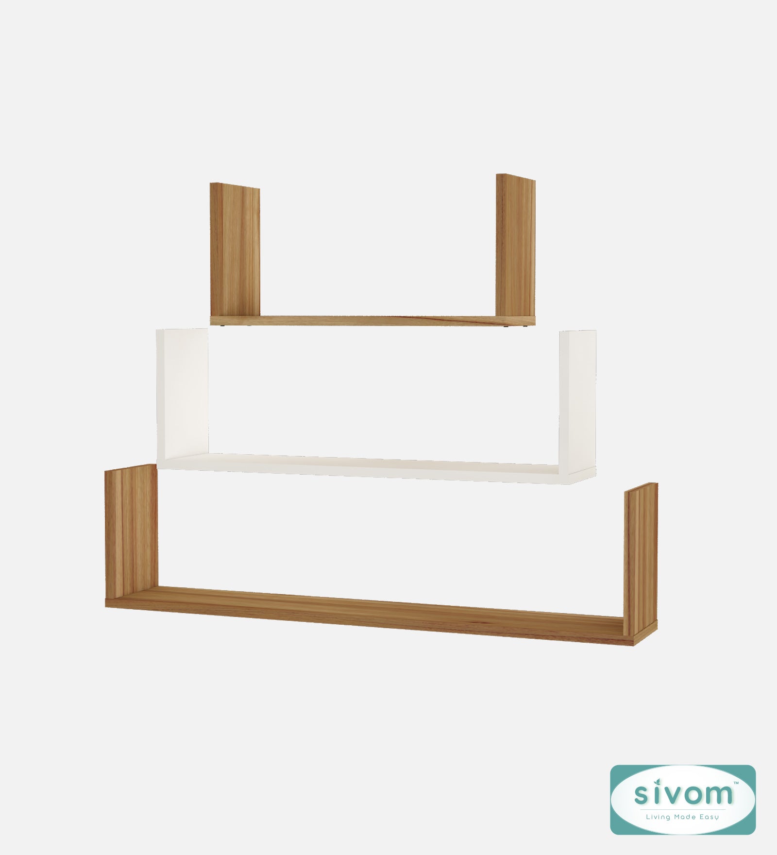 Sivom SIVOM KITE Multipurpose Modular Wall Racks/Shelves/Organiser/Décor Particle Board Wall Shelf (Number of Shelves - 3, ) for Modern Homes | Elegant Design & Premium Finish