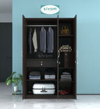 SIVOM JASON Multipurpose 3 Door Closet Engineered Wood 3 Door Wardrobe for Modern Homes | Elegant Design & Premium Finish