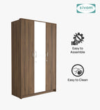 SIVOM JASON Multipurpose 3 Door Closet Engineered Wood 3 Door Wardrobe for Modern Homes | Elegant Design & Premium Finish