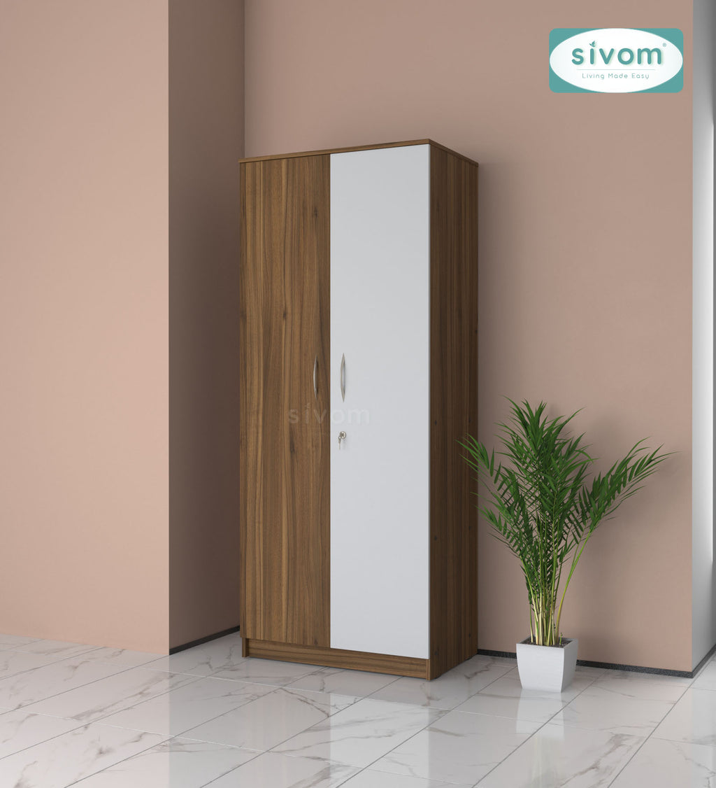 Sivom SIVOM Jennifer Multipurpose 2 Door Wardrobe / Spacious Shelves with Hanging Rail Engineered Wood 2 Door Wardrobe for Modern Homes | Elegant Design & Premium Finish