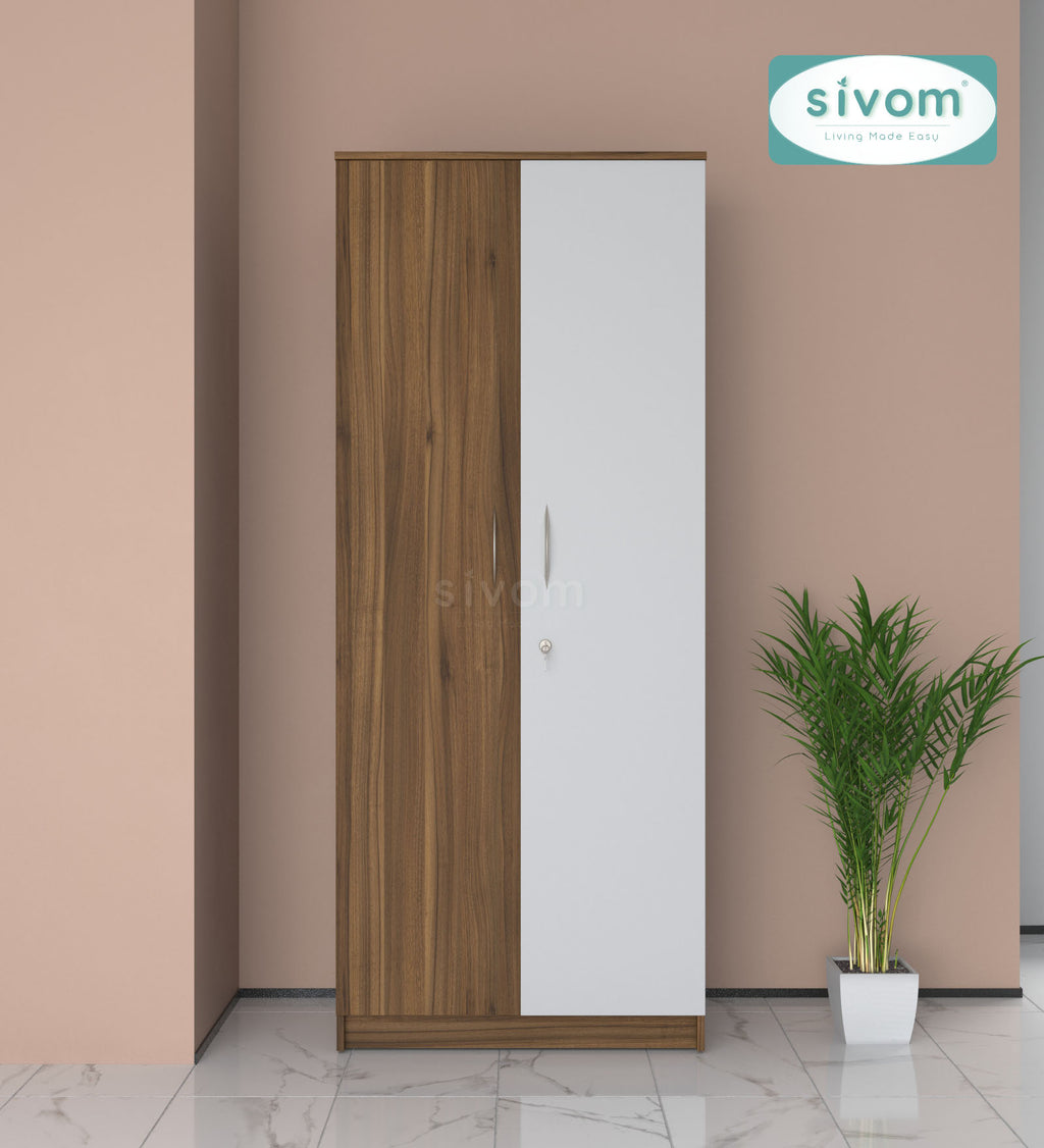 Sivom SIVOM Jennifer Multipurpose 2 Door Wardrobe / Spacious Shelves with Hanging Rail Engineered Wood 2 Door Wardrobe for Modern Homes | Elegant Design & Premium Finish