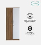 Sivom SIVOM Jennifer Multipurpose 2 Door Wardrobe / Spacious Shelves with Hanging Rail Engineered Wood 2 Door Wardrobe for Modern Homes | Elegant Design & Premium Finish