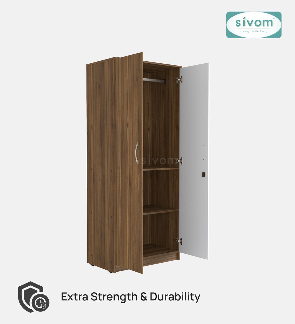 Sivom SIVOM Jennifer Multipurpose 2 Door Wardrobe / Spacious Shelves with Hanging Rail Engineered Wood 2 Door Wardrobe for Modern Homes | Elegant Design & Premium Finish