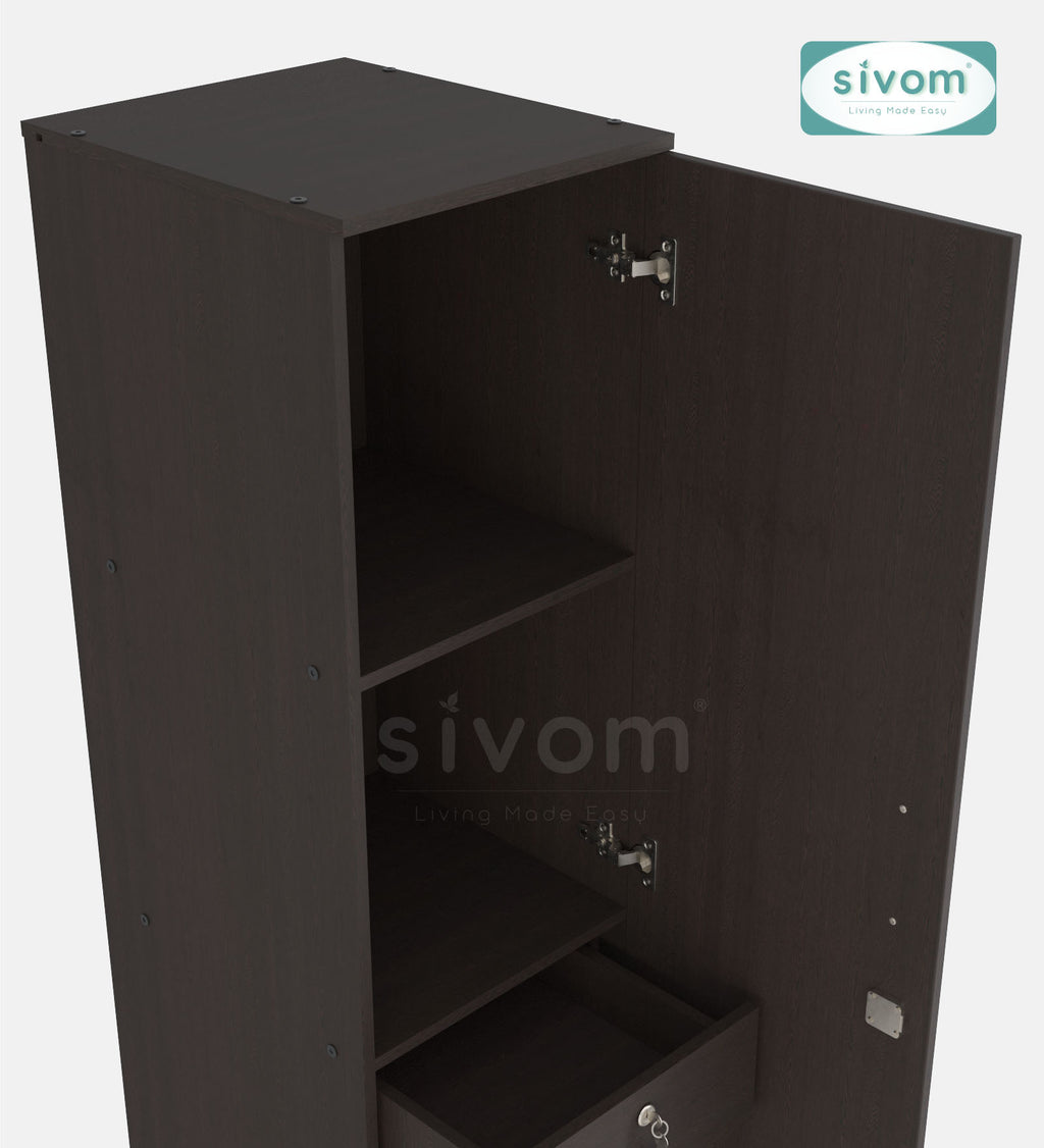 Sivom SIVOM JENNIFER Multipurpose 1 Door Wardrobe / Spacious 4 Shelves with Drawer Engineered Wood 1 Door Wardrobe for Modern Homes | Elegant Design & Premium Finish