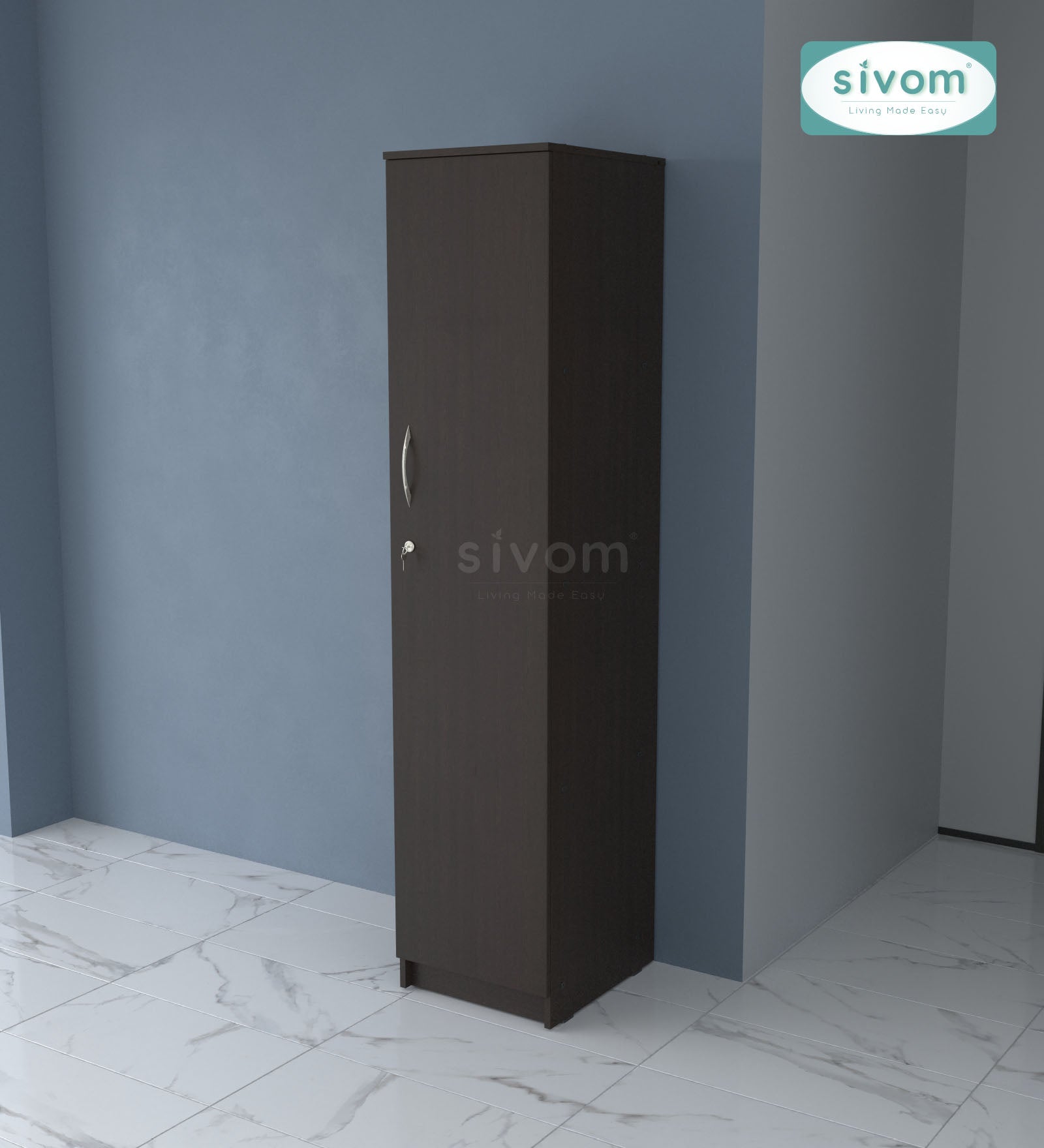 Sivom SIVOM JENNIFER Multipurpose 1 Door Wardrobe / Spacious 4 Shelves with Drawer Engineered Wood 1 Door Wardrobe for Modern Homes | Elegant Design & Premium Finish