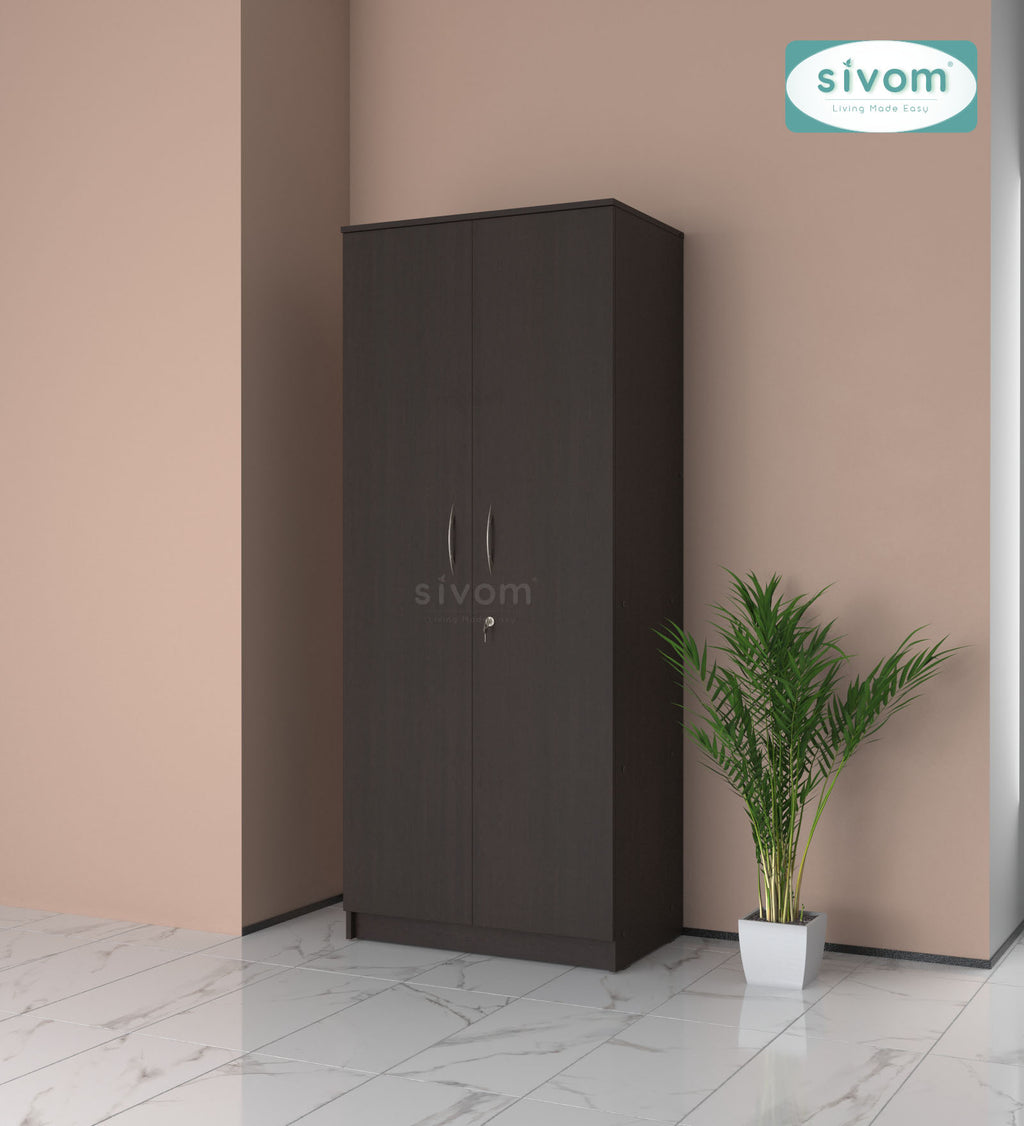 Sivom SIVOM Jennifer Multipurpose 2 Door Wardrobe / Spacious Shelves with Hanging Rail Engineered Wood 2 Door Wardrobe for Modern Homes | Elegant Design & Premium Finish