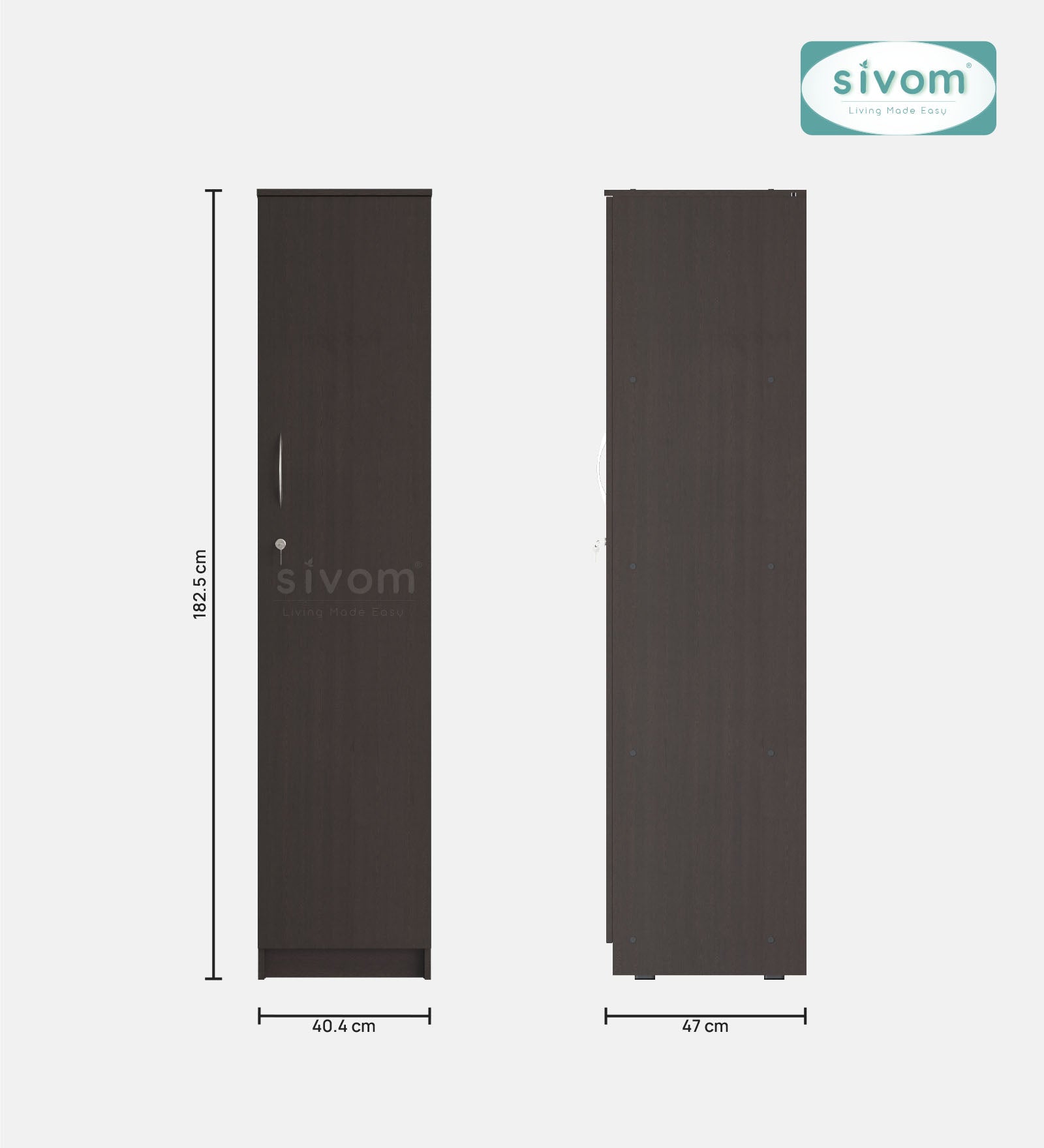 Sivom SIVOM JENNIFER Multipurpose 1 Door Wardrobe / Spacious 4 Shelves with Drawer Engineered Wood 1 Door Wardrobe for Modern Homes | Elegant Design & Premium Finish