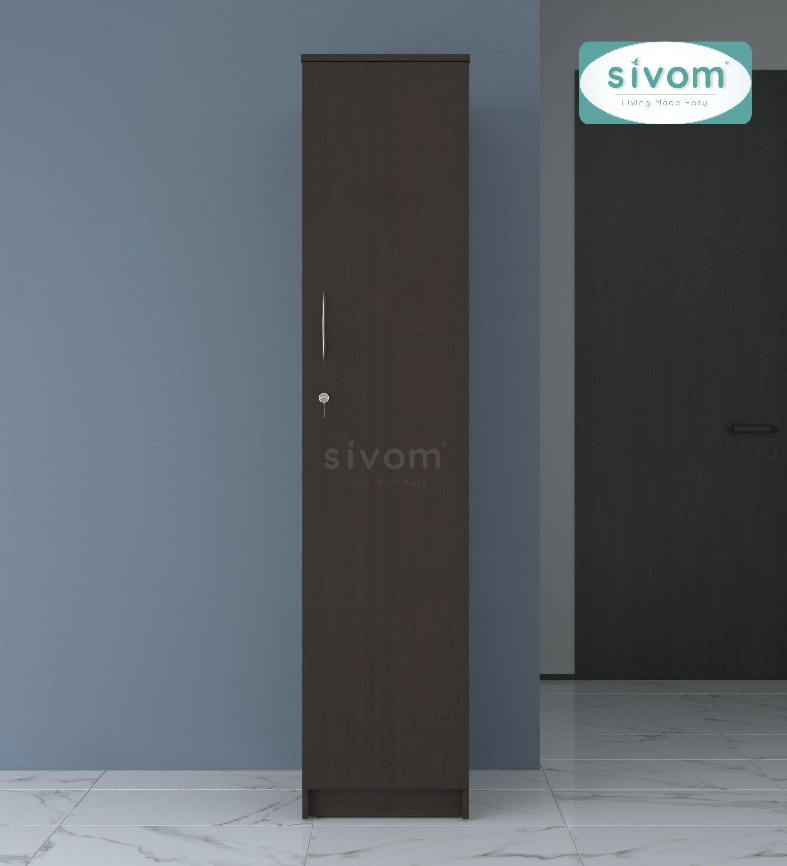 Sivom SIVOM JENNIFER Multipurpose 1 Door Wardrobe / Spacious 4 Shelves with Drawer Engineered Wood 1 Door Wardrobe for Modern Homes | Elegant Design & Premium Finish