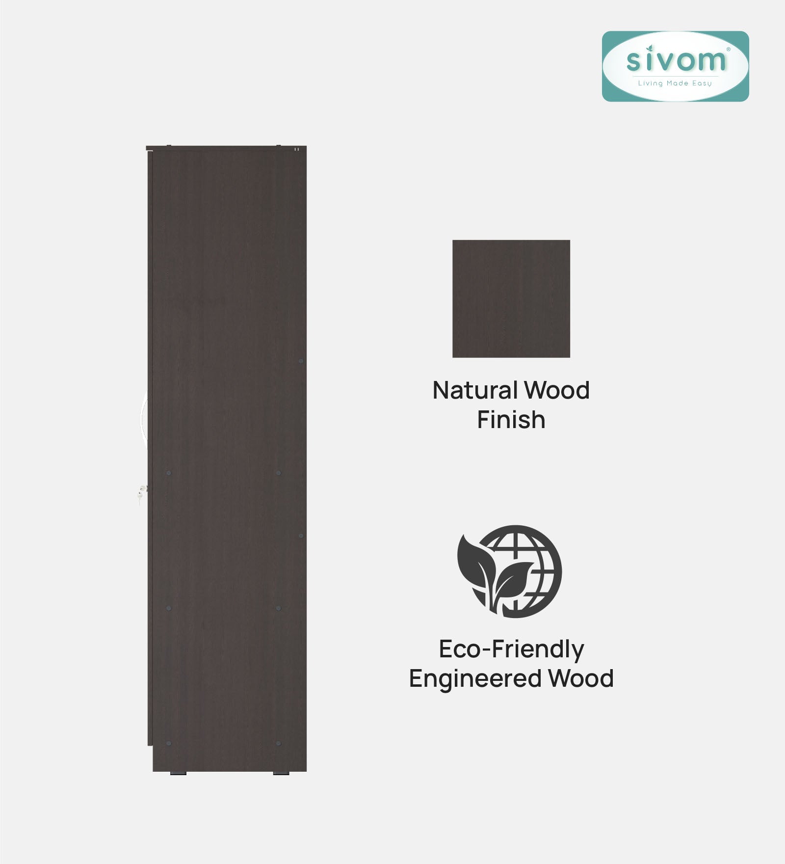 Sivom SIVOM Jennifer Multipurpose 2 Door Wardrobe / Spacious Shelves with Hanging Rail Engineered Wood 2 Door Wardrobe for Modern Homes | Elegant Design & Premium Finish