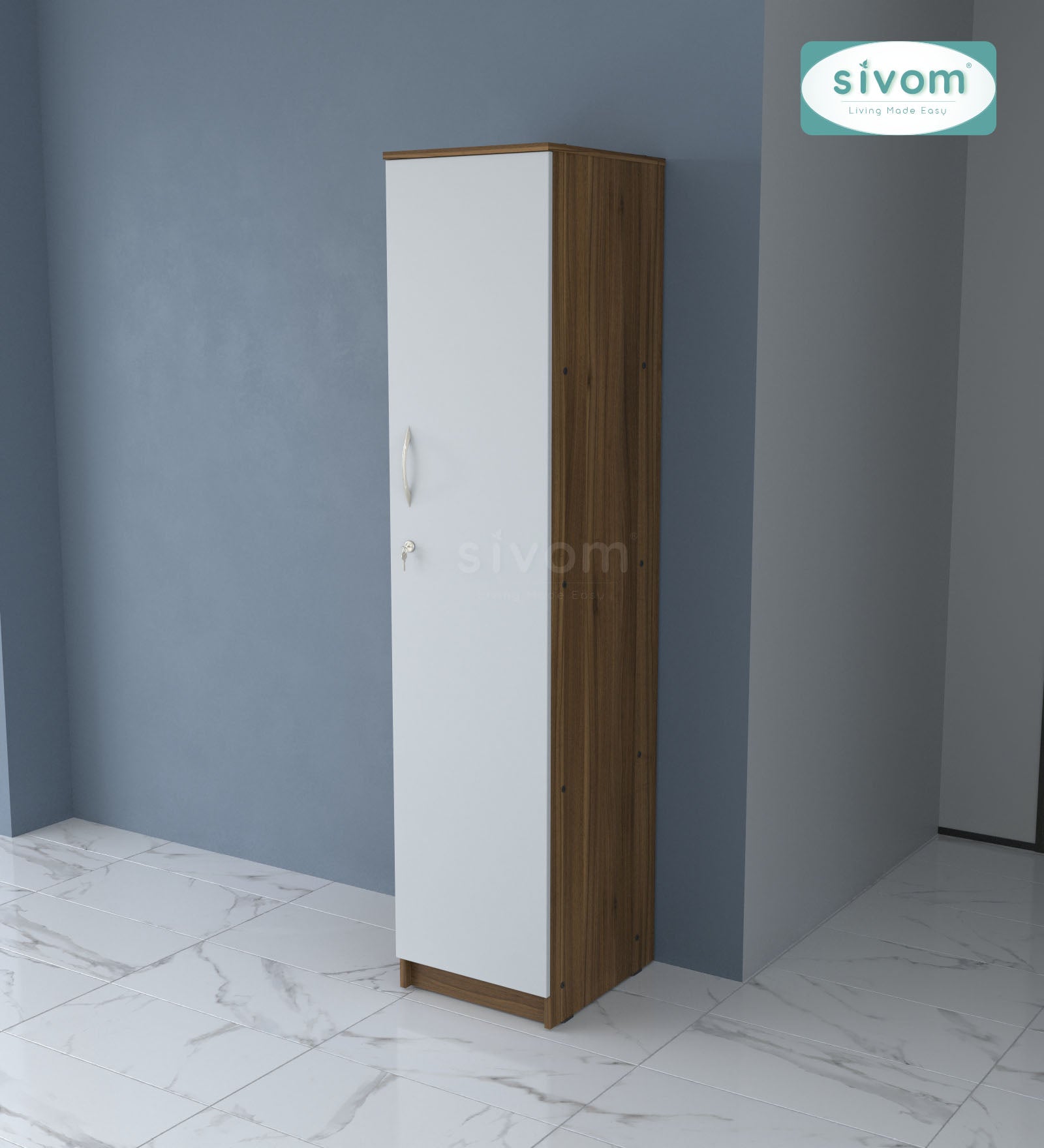 Sivom SIVOM JENNIFER Multipurpose 1 Door Wardrobe / Spacious 4 Shelves with Drawer Engineered Wood 1 Door Wardrobe for Modern Homes | Elegant Design & Premium Finish