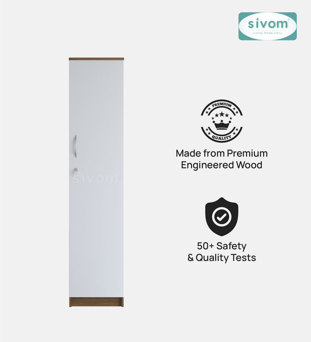Sivom SIVOM JENNIFER Multipurpose 1 Door Wardrobe / Spacious 4 Shelves with Drawer Engineered Wood 1 Door Wardrobe for Modern Homes | Elegant Design & Premium Finish