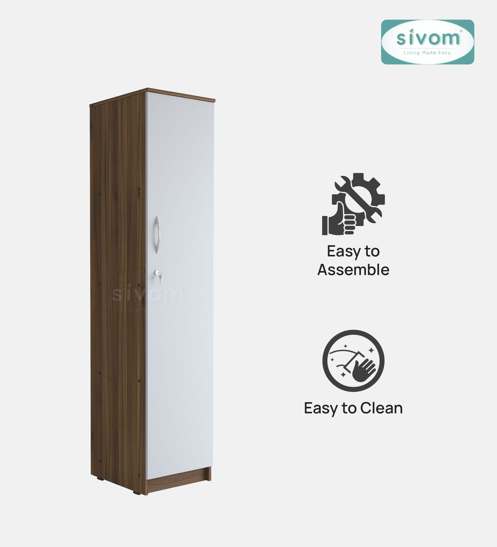 Sivom SIVOM JENNIFER Multipurpose 1 Door Wardrobe / Spacious 4 Shelves with Drawer Engineered Wood 1 Door Wardrobe for Modern Homes | Elegant Design & Premium Finish