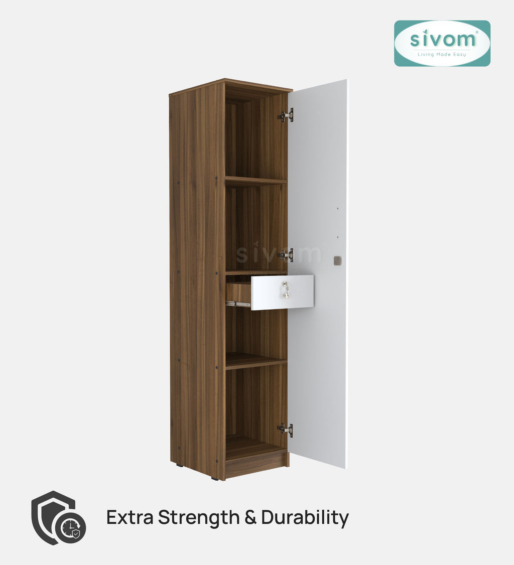 Sivom SIVOM JENNIFER Multipurpose 1 Door Wardrobe / Spacious 4 Shelves with Drawer Engineered Wood 1 Door Wardrobe for Modern Homes | Elegant Design & Premium Finish