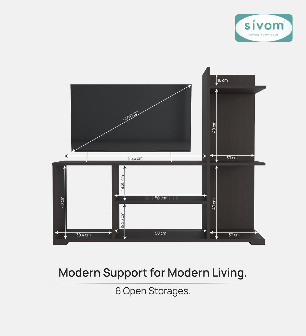 Sivom furniture SIVOM Jewel Multipurpose TV Unit fits upto 43 inch with Storage Engineered Wood TV Entertainment Unit for Modern Homes | Elegant Design & Premium Finish
