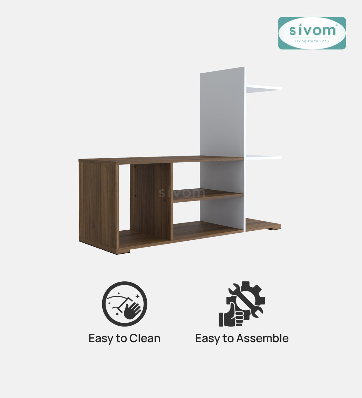 Sivom furniture SIVOM Jewel Multipurpose TV Unit fits upto 43 inch with Storage Engineered Wood TV Entertainment Unit for Modern Homes | Elegant Design & Premium Finish
