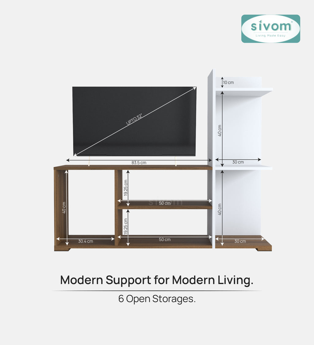 Sivom furniture SIVOM Jewel Multipurpose TV Unit fits upto 43 inch with Storage Engineered Wood TV Entertainment Unit for Modern Homes | Elegant Design & Premium Finish