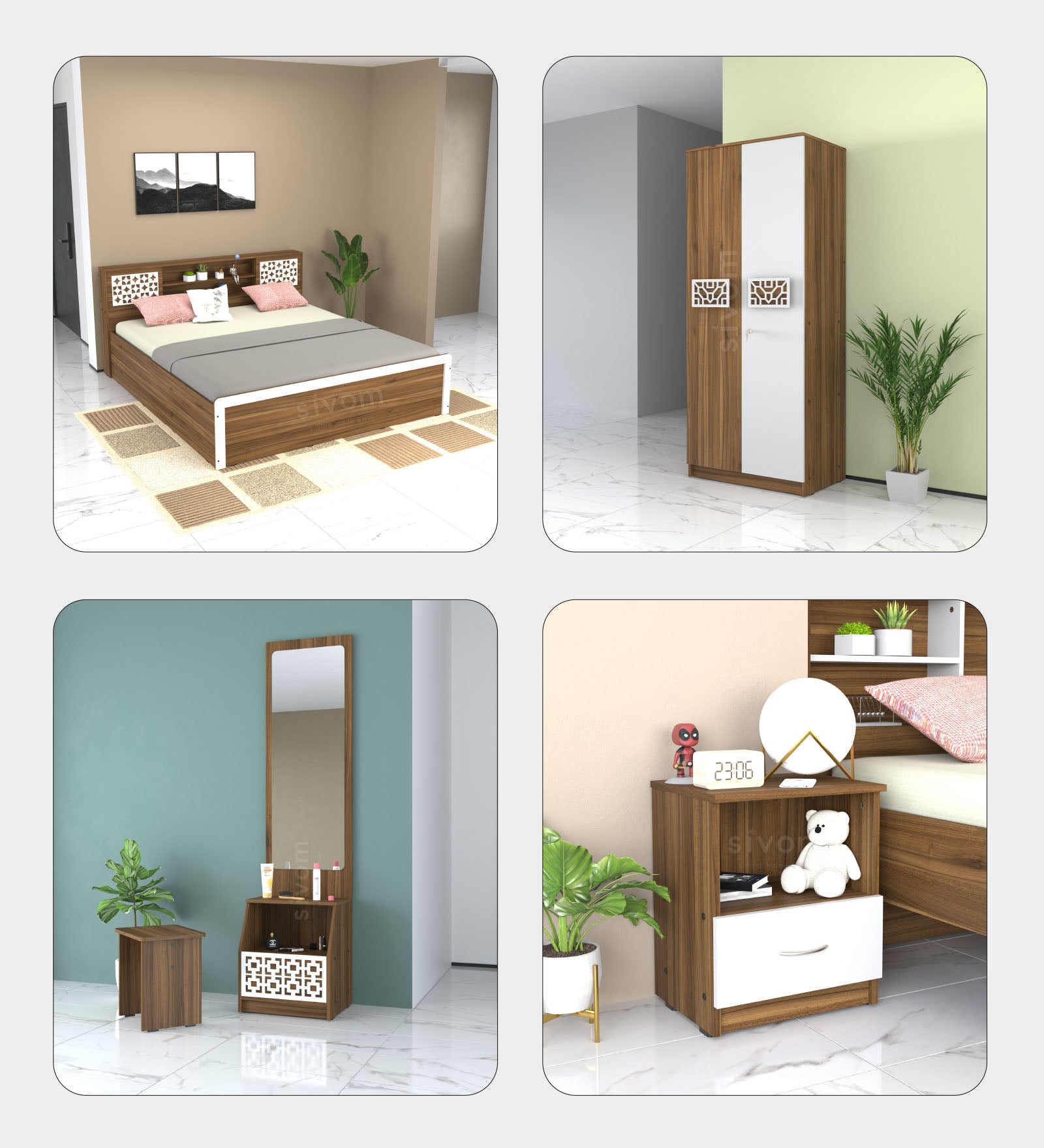 Sivom furniture Kang King With Storage Bedroom Combo