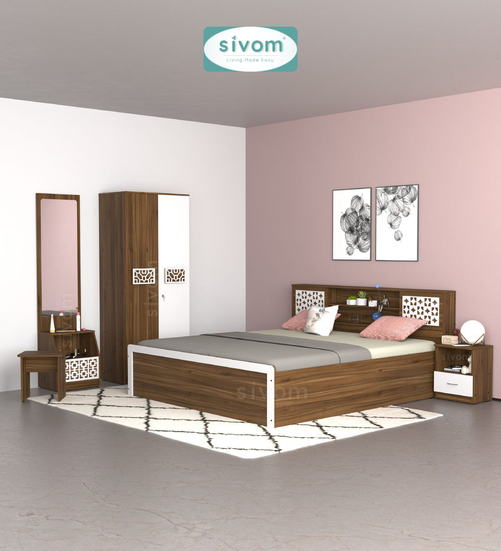 Sivom furniture Kang Queen With Storage Bedroom Combo