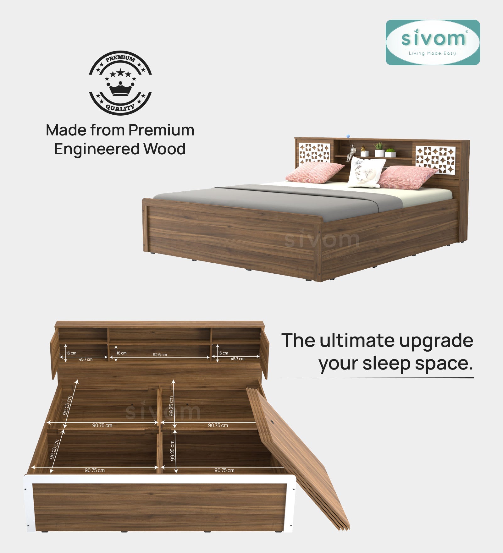Sivom furniture Kang King With Storage Bedroom Combo