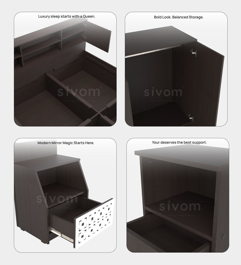 Sivom furniture Kang Queen With Storage Bedroom Combo