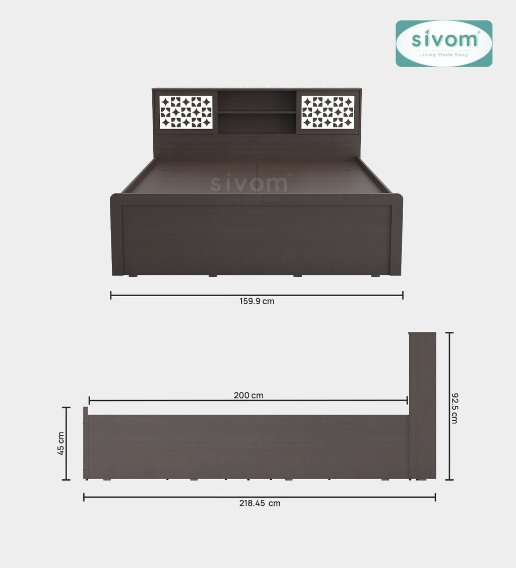 Sivom furniture Kang Queen With Storage Bedroom Combo