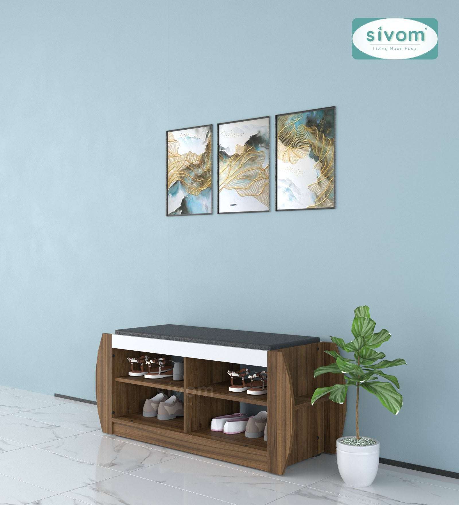 Sivom SIVOM Kate Engineered Wood Shoe Rack (, 4 Shelves, Knock Down) for Modern Homes | Elegant Design & Premium Finish