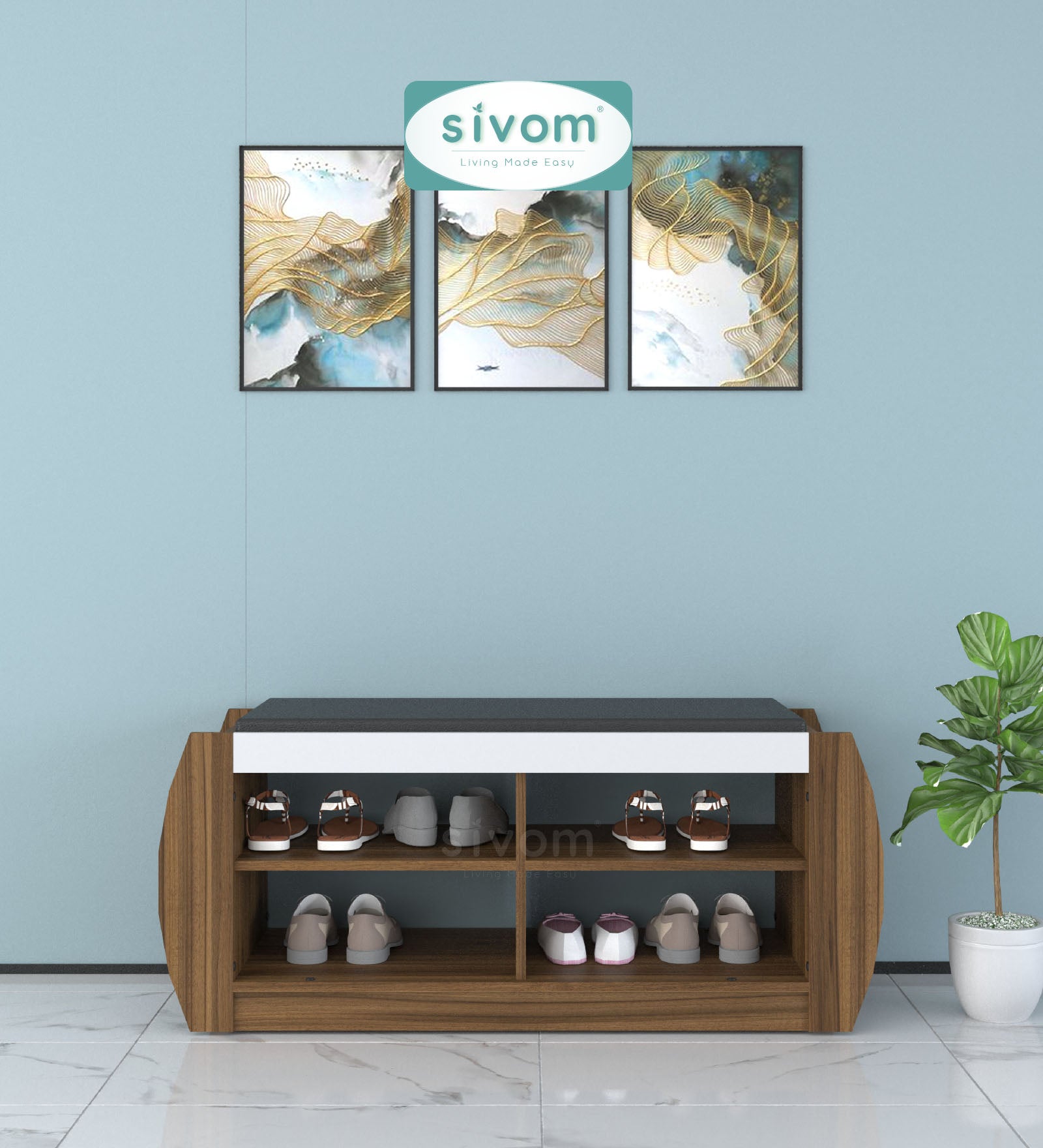 Sivom SIVOM Kate Engineered Wood Shoe Rack (, 4 Shelves, Knock Down) for Modern Homes | Elegant Design & Premium Finish