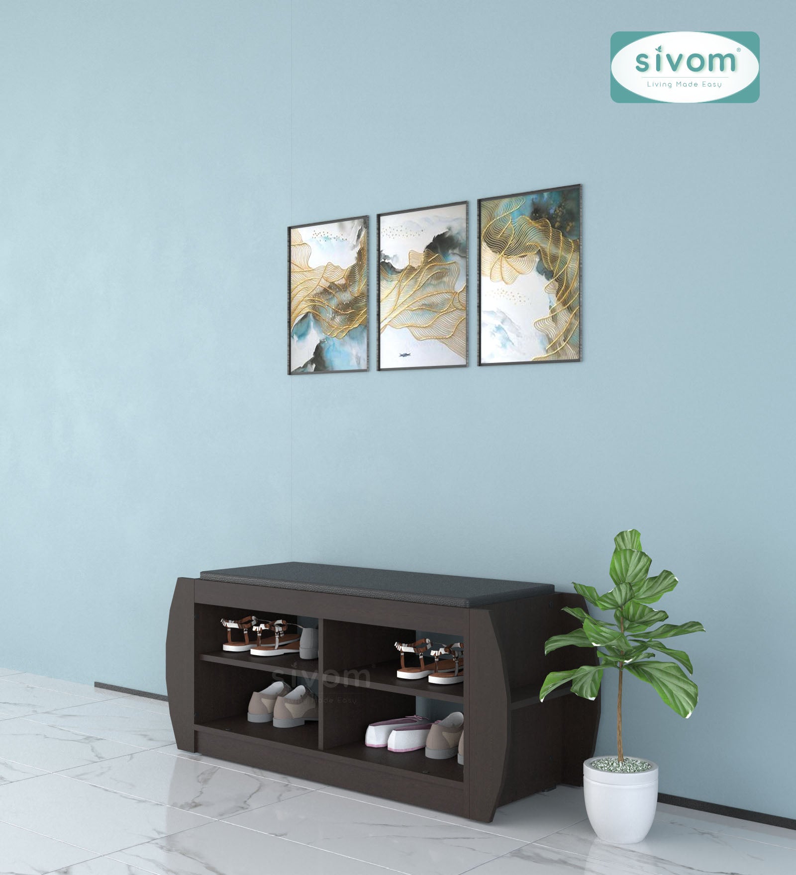 Sivom SIVOM Kate Engineered Wood Shoe Rack (, 4 Shelves, Knock Down) for Modern Homes | Elegant Design & Premium Finish