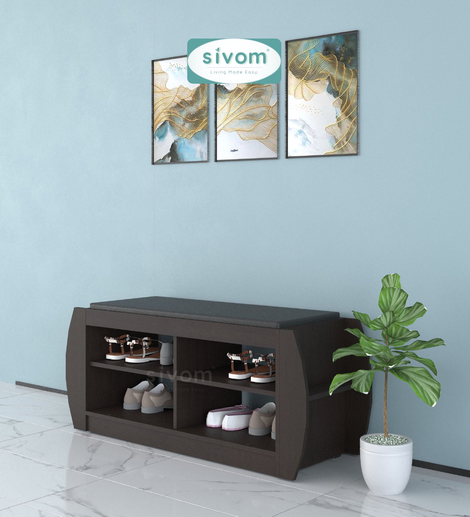 Sivom SIVOM Kate Engineered Wood Shoe Rack (, 4 Shelves, Knock Down) for Modern Homes | Elegant Design & Premium Finish