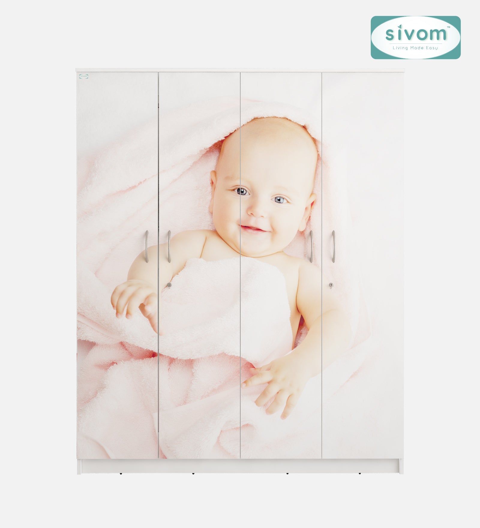 Sivom SIVOM Kiddle Digital Printed Multipurpose 4 Door Closet Engineered Wood 4 Door Wardrobe for Modern Homes | Elegant Design & Premium Finish