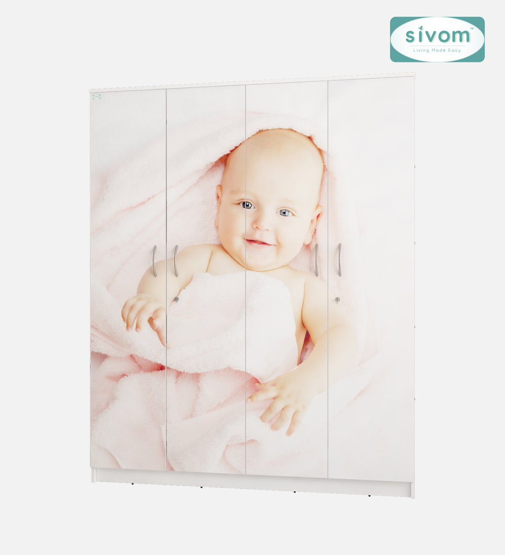 Sivom SIVOM Kiddle Digital Printed Multipurpose 4 Door Closet Engineered Wood 4 Door Wardrobe for Modern Homes | Elegant Design & Premium Finish