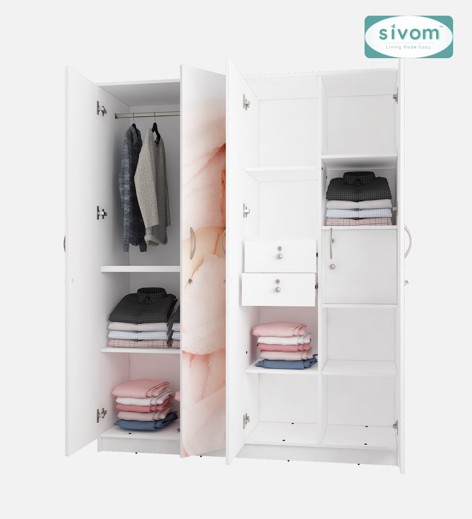 Sivom SIVOM Kiddle 4 Door Wardrobe Closet