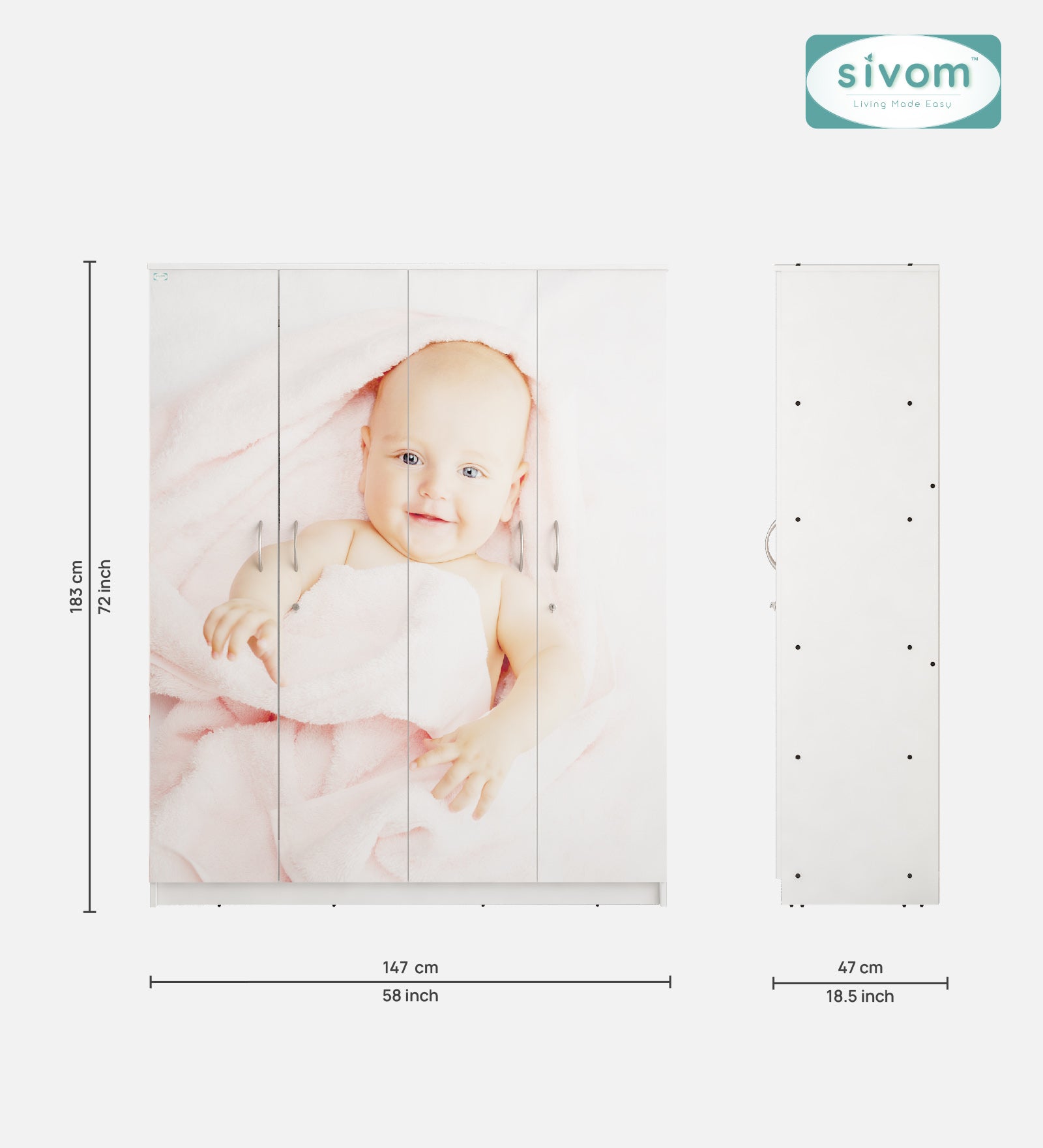 Sivom SIVOM Kiddle 4 Door Wardrobe Closet