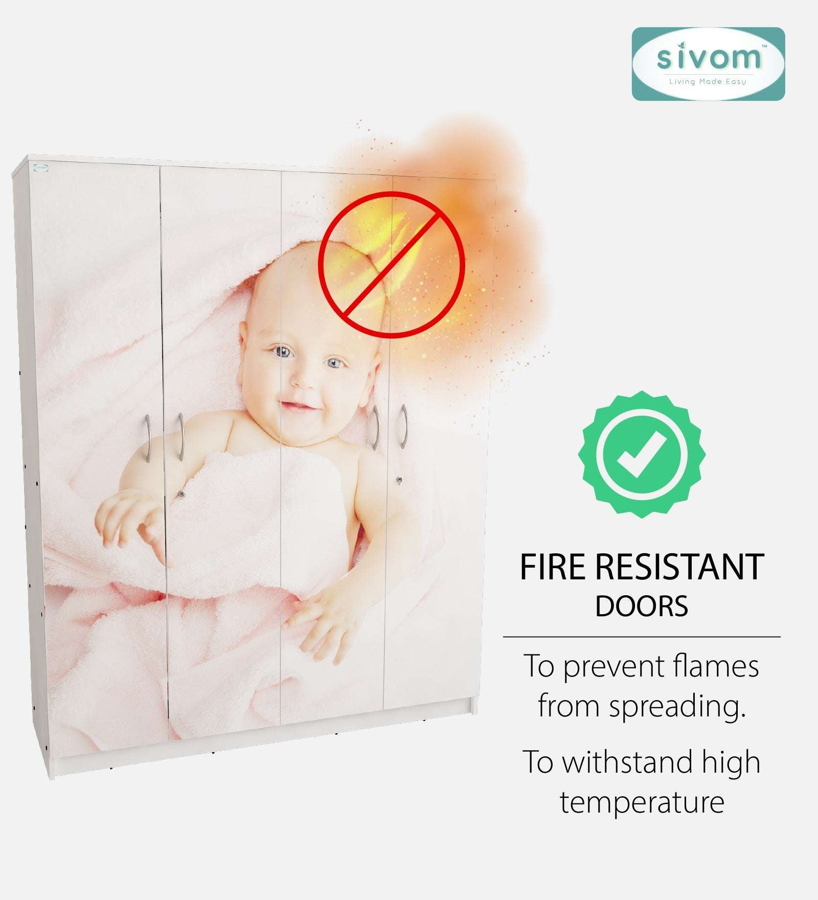 Sivom SIVOM Kiddle 4 Door Wardrobe Closet