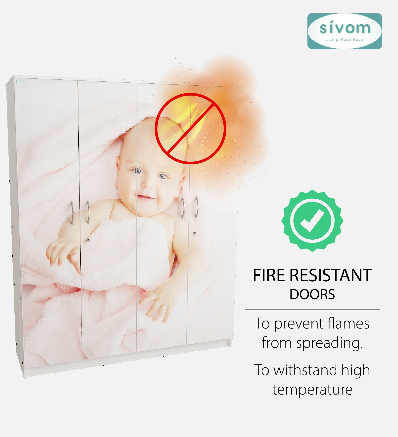 Sivom SIVOM Kiddle 4 Door Wardrobe Closet