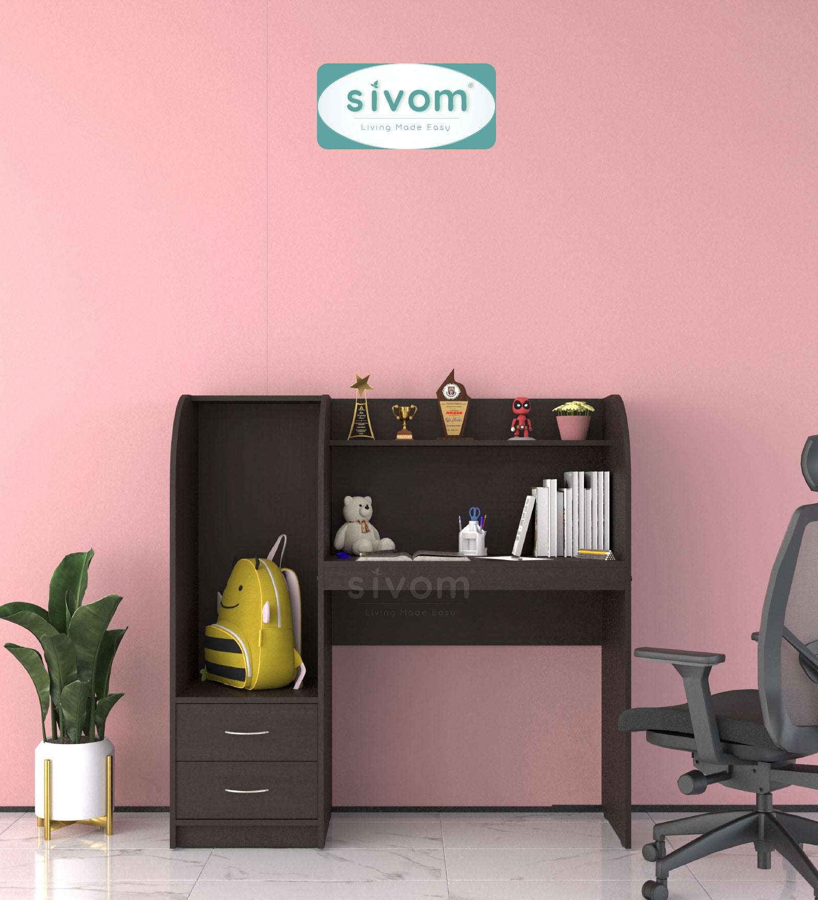 Sivom SIVOM Kidee Multipurpose Study/Home/Office Table Engineered Wood Study Table for Modern Homes | Elegant Design & Premium Finish