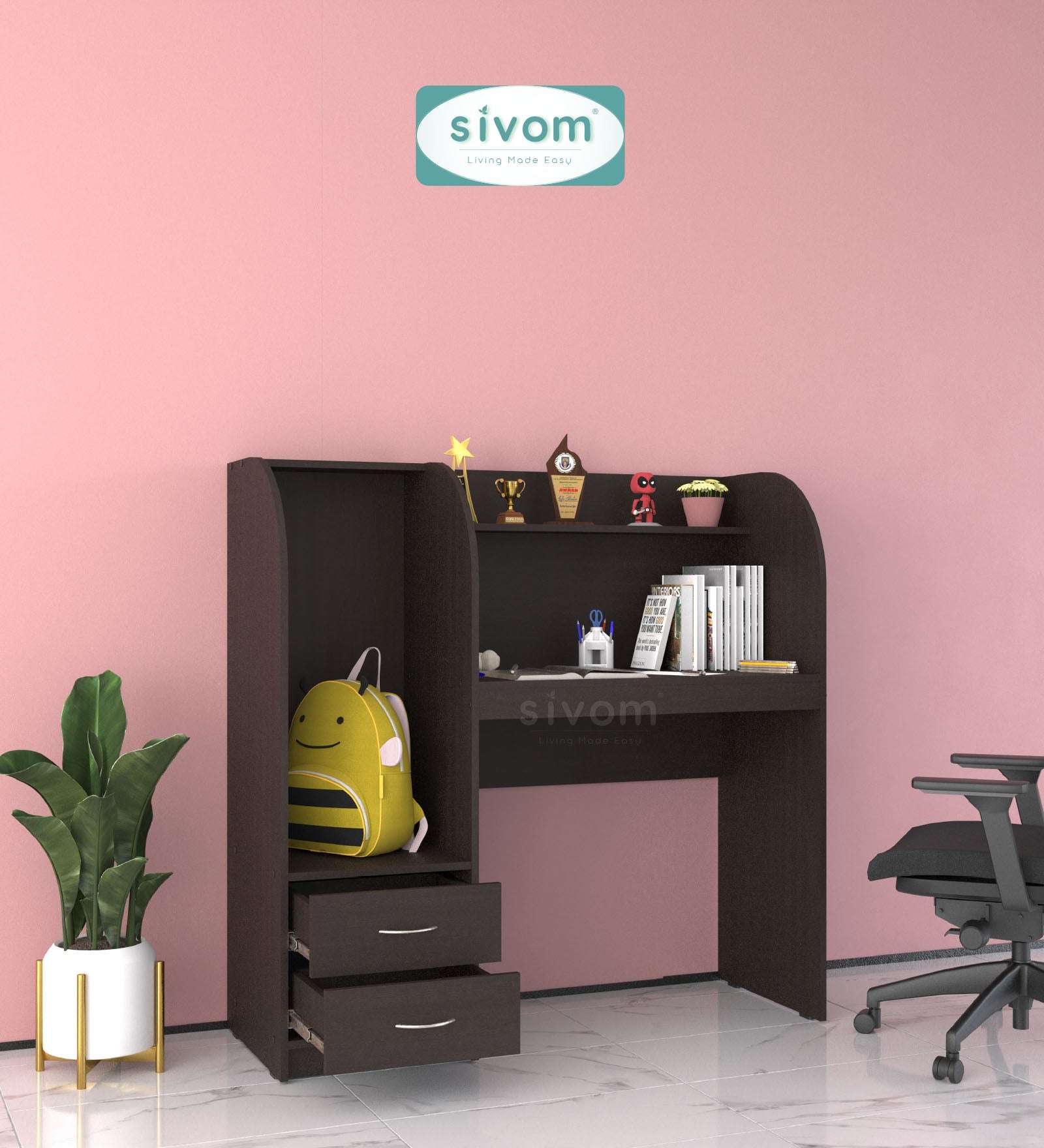 Sivom SIVOM Kidee Multipurpose Study/Home/Office Table Engineered Wood Study Table for Modern Homes | Elegant Design & Premium Finish