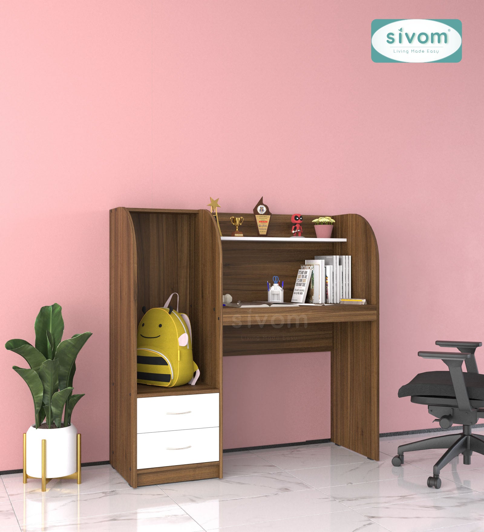 Sivom SIVOM Kidee Multipurpose Study/Home/Office Table Engineered Wood Study Table for Modern Homes | Elegant Design & Premium Finish