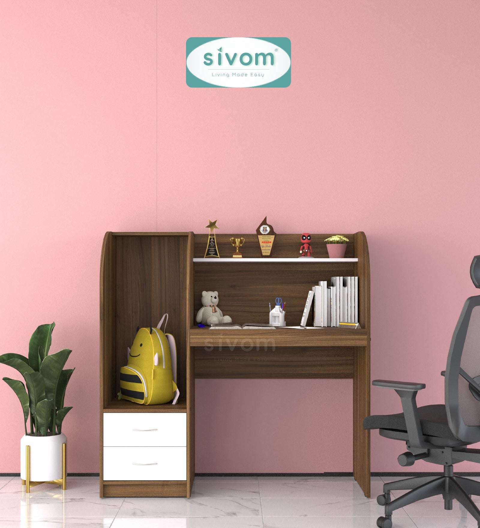 Sivom SIVOM Kidee Multipurpose Study/Home/Office Table Engineered Wood Study Table for Modern Homes | Elegant Design & Premium Finish