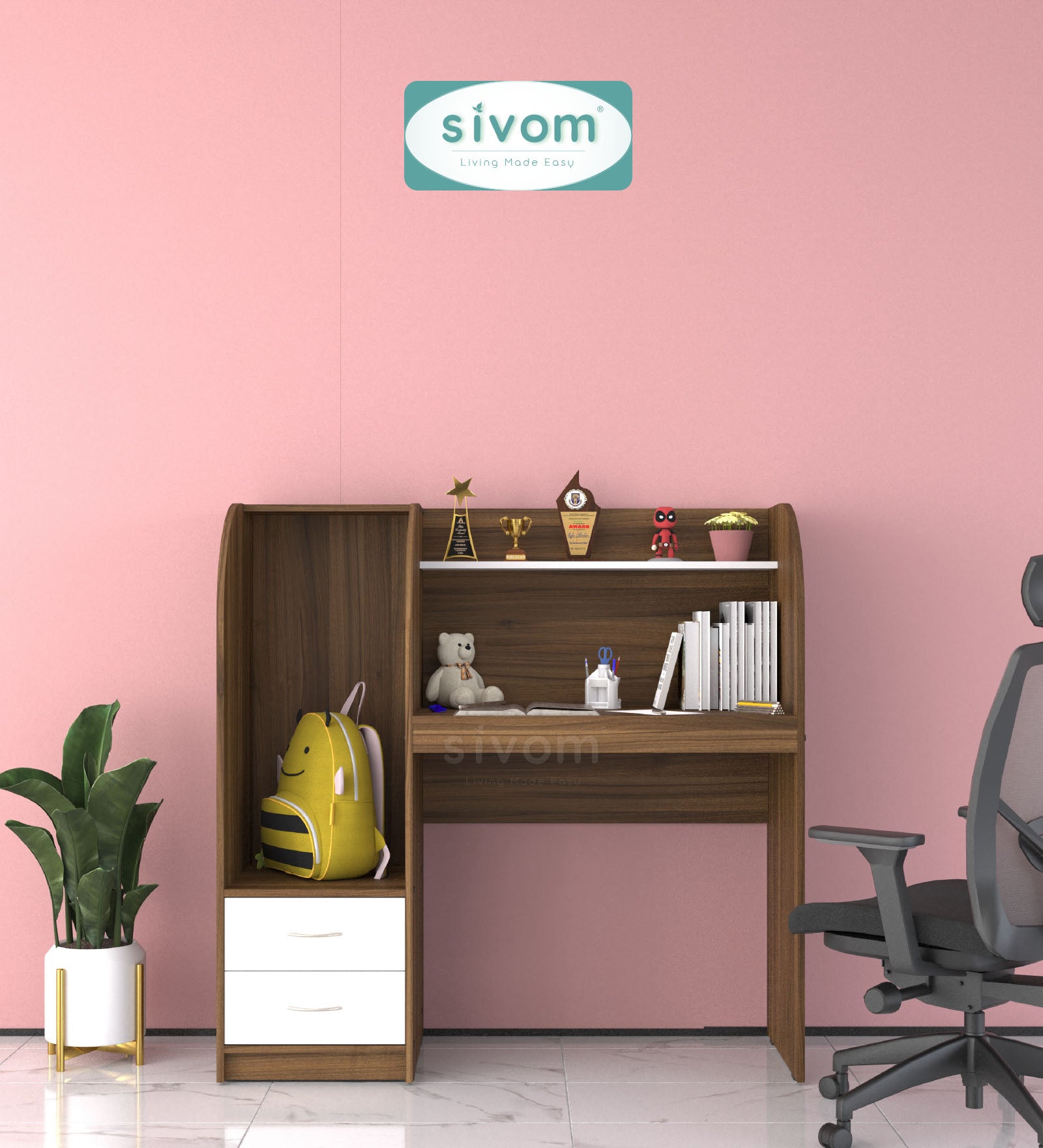 Sivom SIVOM Kidee Multipurpose Study/Home/Office Table Engineered Wood Study Table for Modern Homes | Elegant Design & Premium Finish