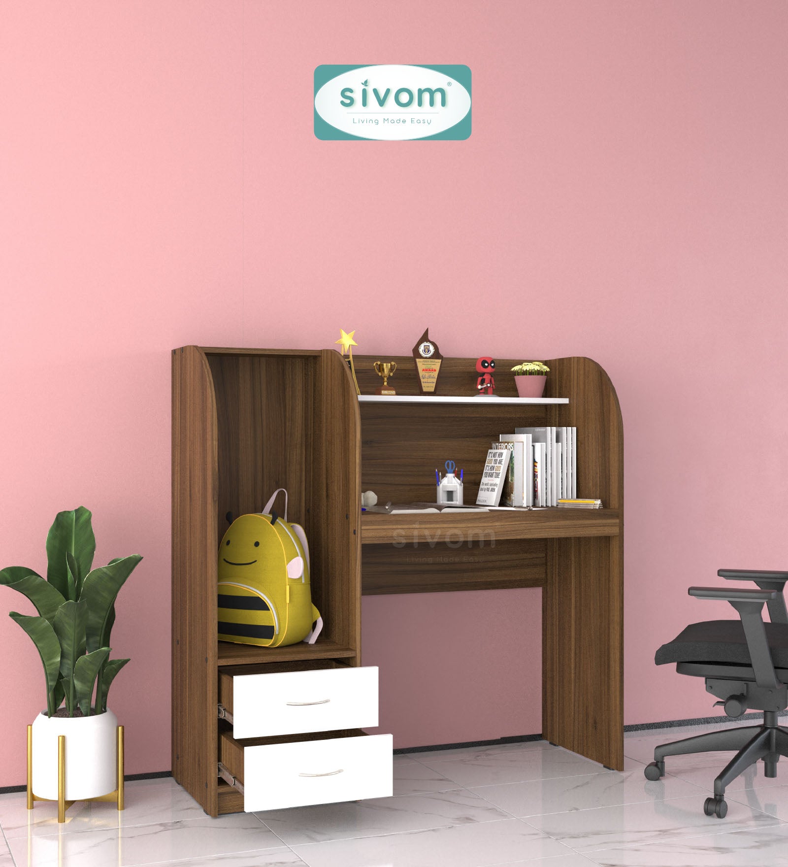 Sivom SIVOM Kidee Multipurpose Study/Home/Office Table Engineered Wood Study Table for Modern Homes | Elegant Design & Premium Finish