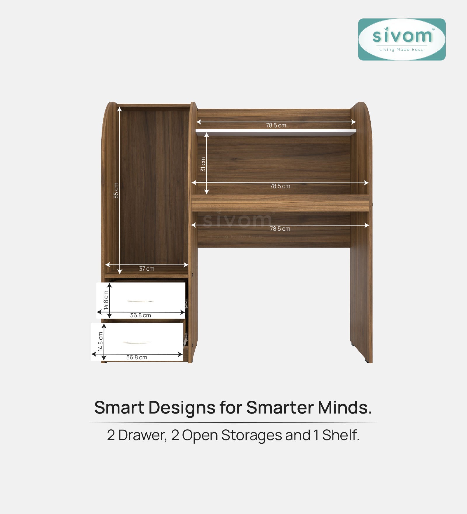 Sivom SIVOM Kidee Multipurpose Study/Home/Office Table Engineered Wood Study Table for Modern Homes | Elegant Design & Premium Finish