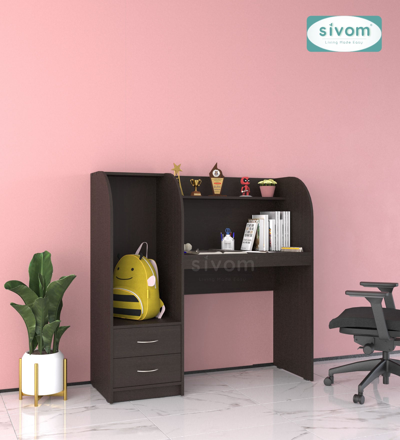 Sivom SIVOM Kidee Multipurpose Study/Home/Office Table Engineered Wood Study Table for Modern Homes | Elegant Design & Premium Finish