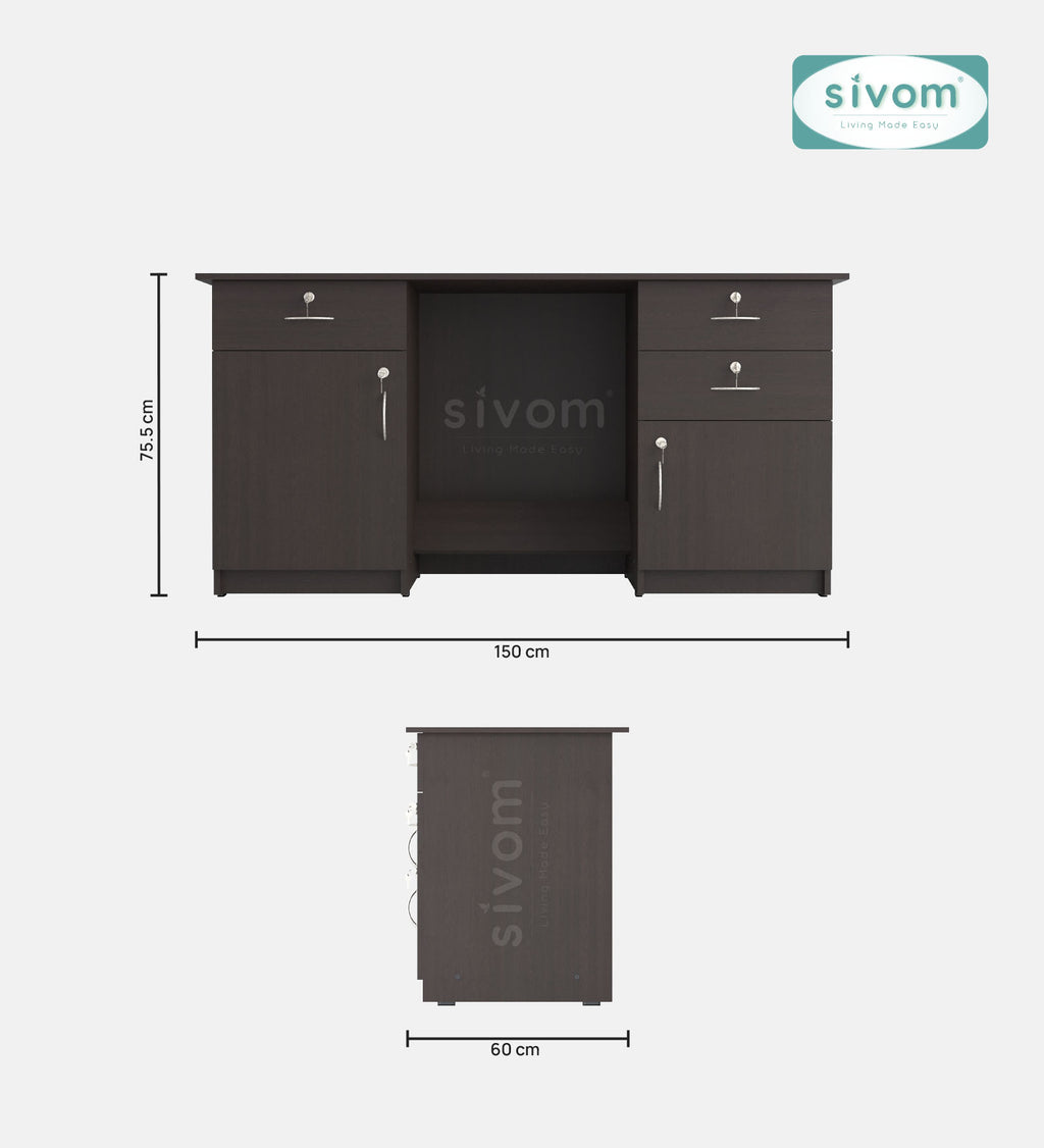 SIVOM Kooka Engineered Wood Executive Desk | Elegant Design & Premium Finish